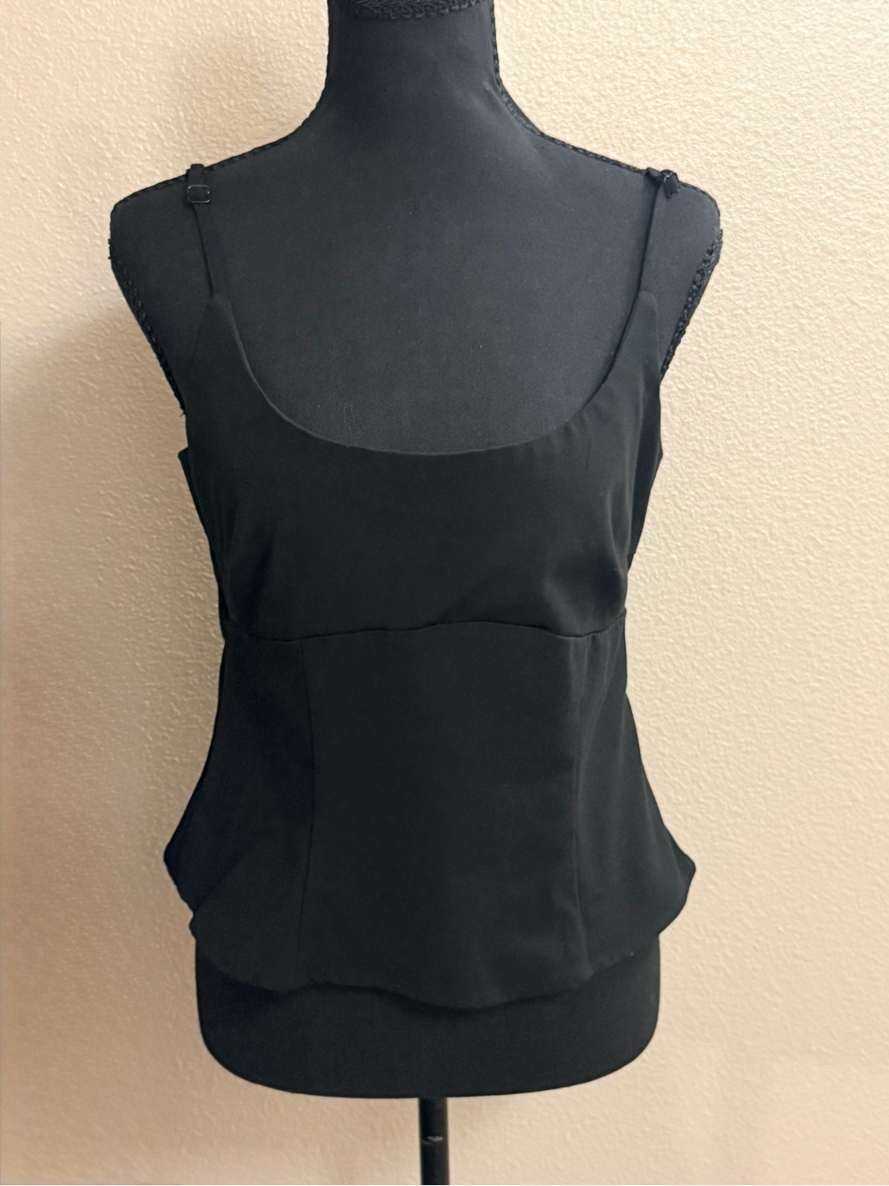 H&M Black Scoop Neck Peplum Camisole with Adjustable Straps